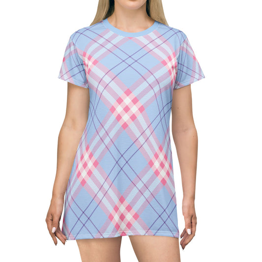 Trans Pride Tartan T-Shirt Dress