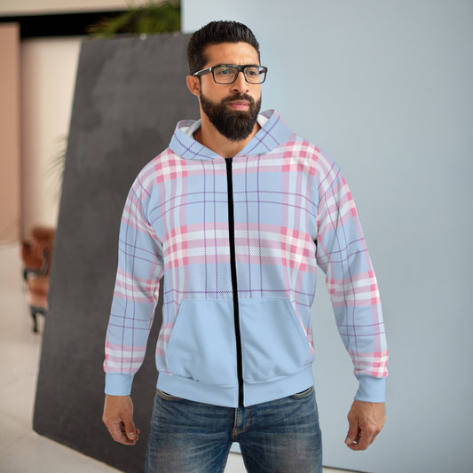 Comfy Trans Pride Tartan Unisex Hoodie