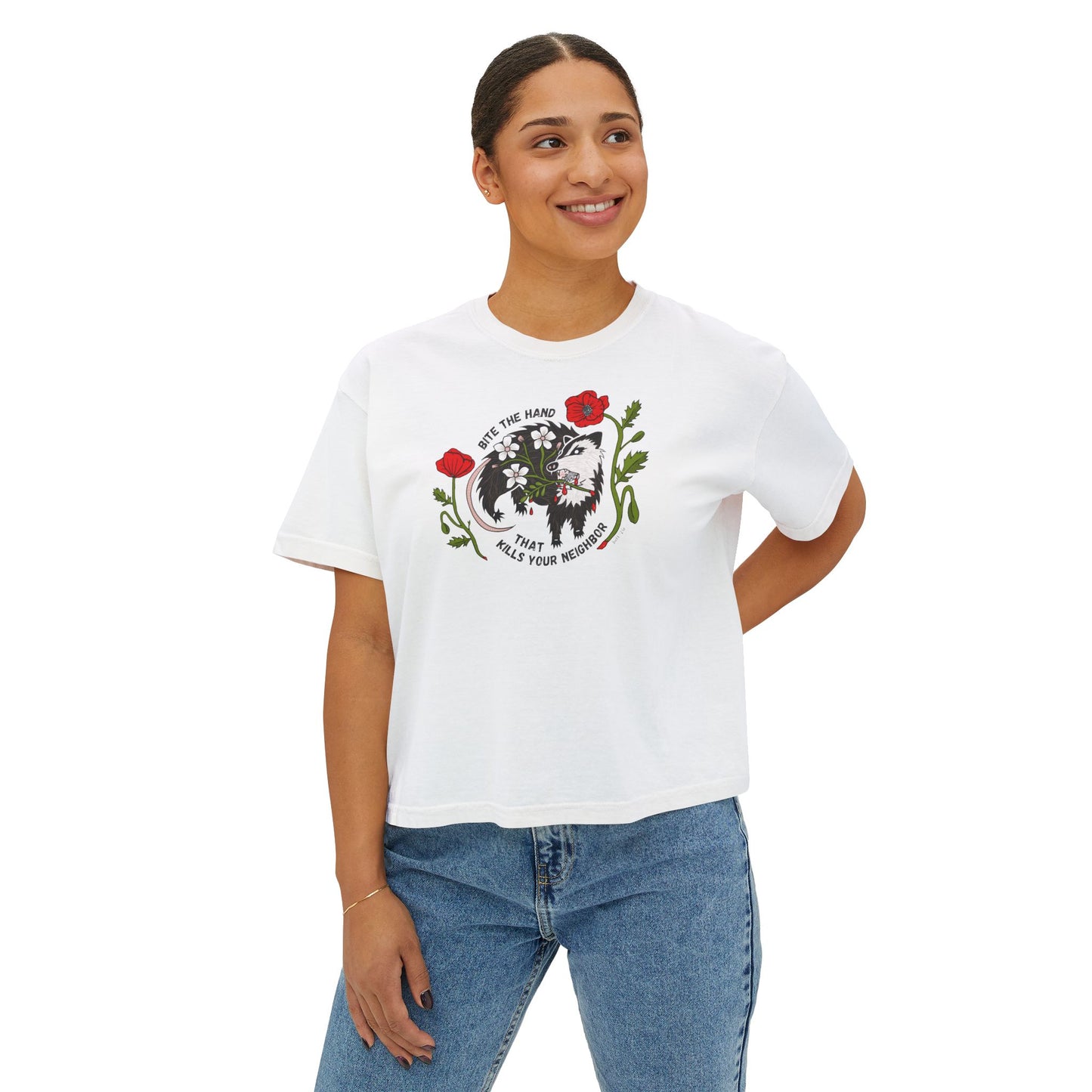 Bite the Hand Boxy Crop Tee