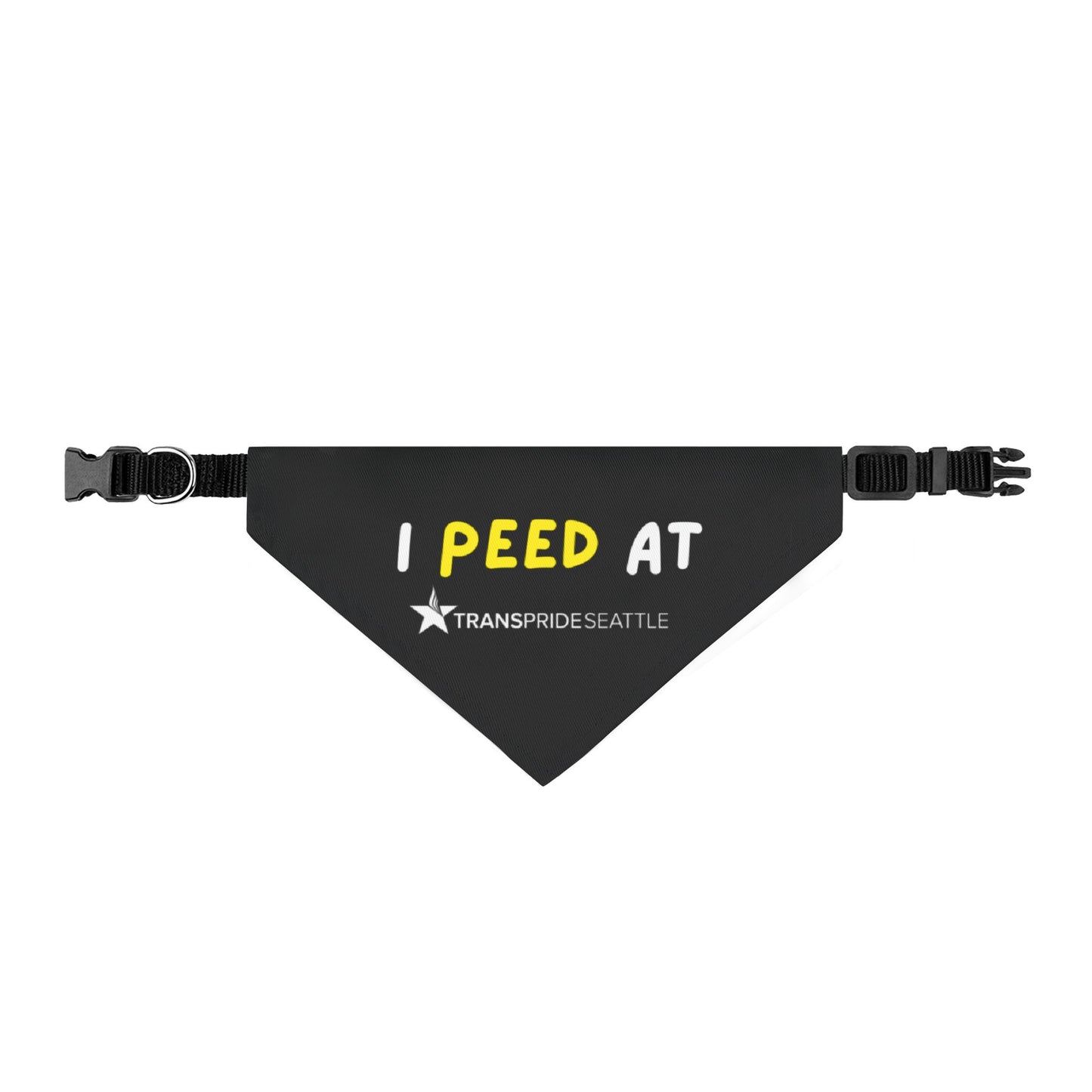 I peed at Trans Pride Seattle: Clip-On Pet Bandana