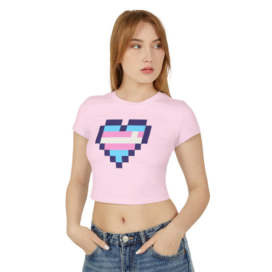 Trans Pride Pixel Heart Crop Tee