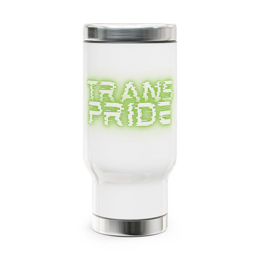 Trans Pride Stainless Steel Travel Mug with Handle (14 oz, Insulated)