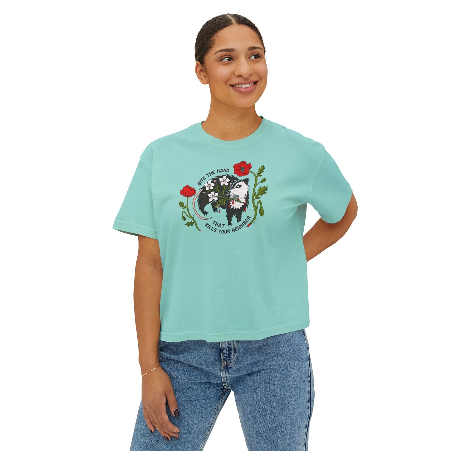 Bite the Hand Boxy Crop Tee