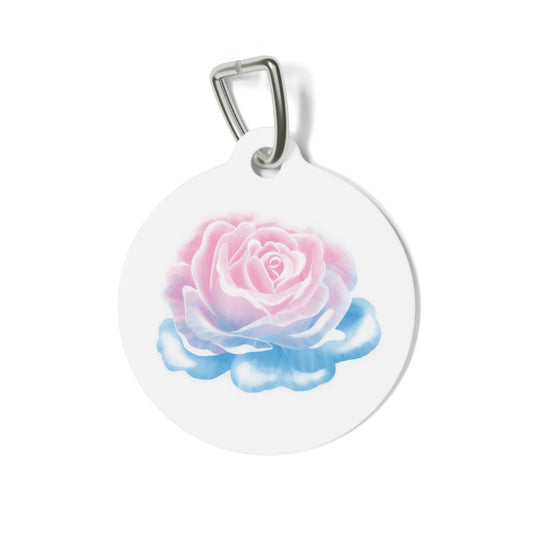 Trans Pride Rose Pet Tag / Keychain Charm