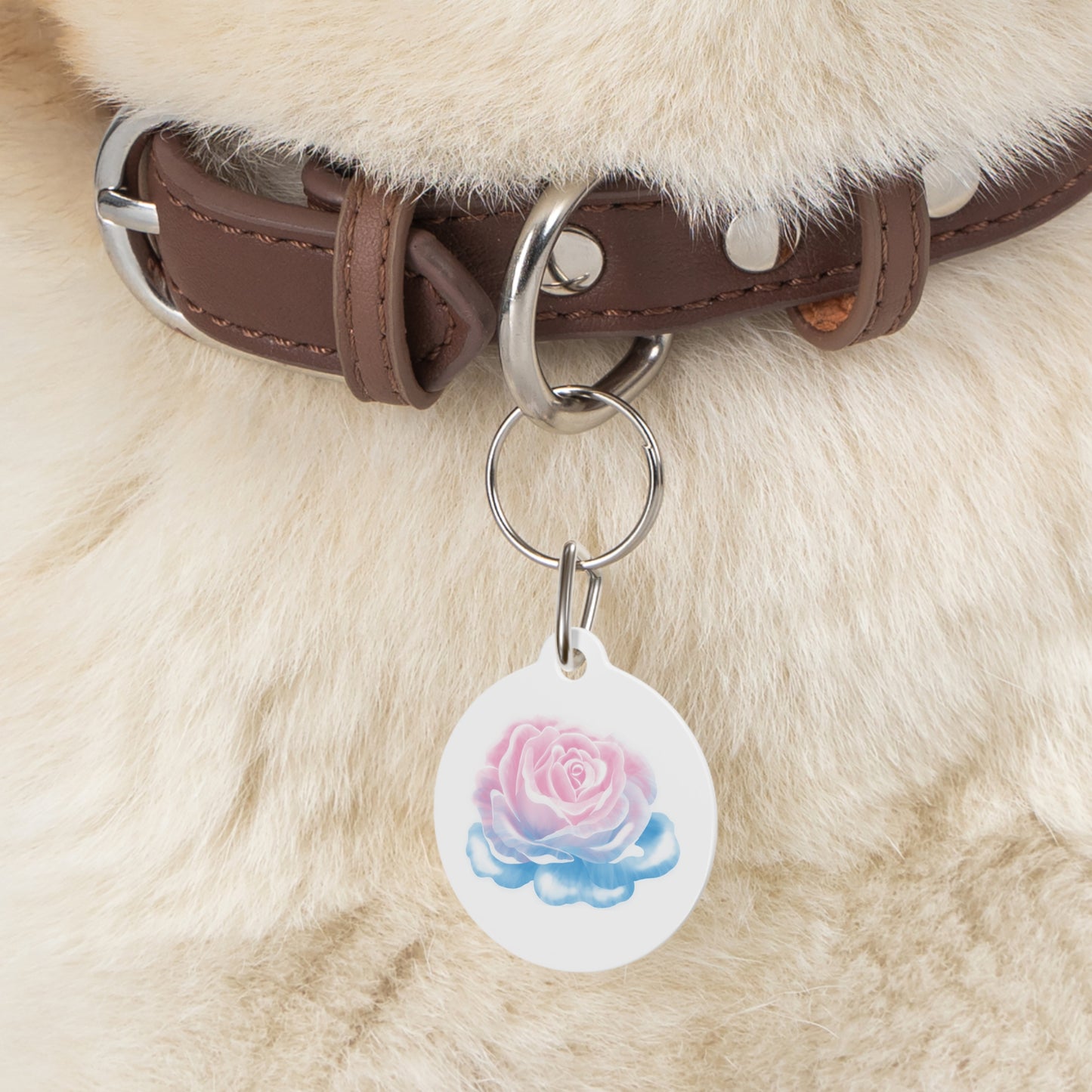 Trans Pride Rose Pet Tag / Keychain Charm