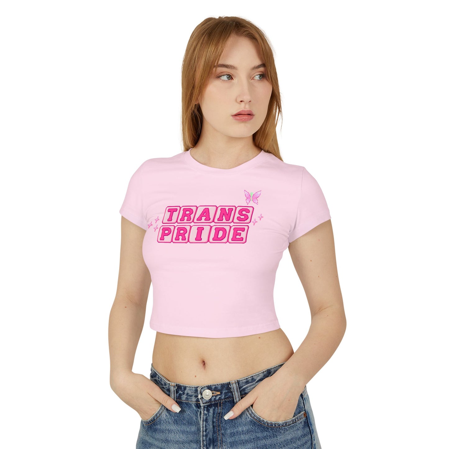Trans Pride Pink Pixel Crop Tee