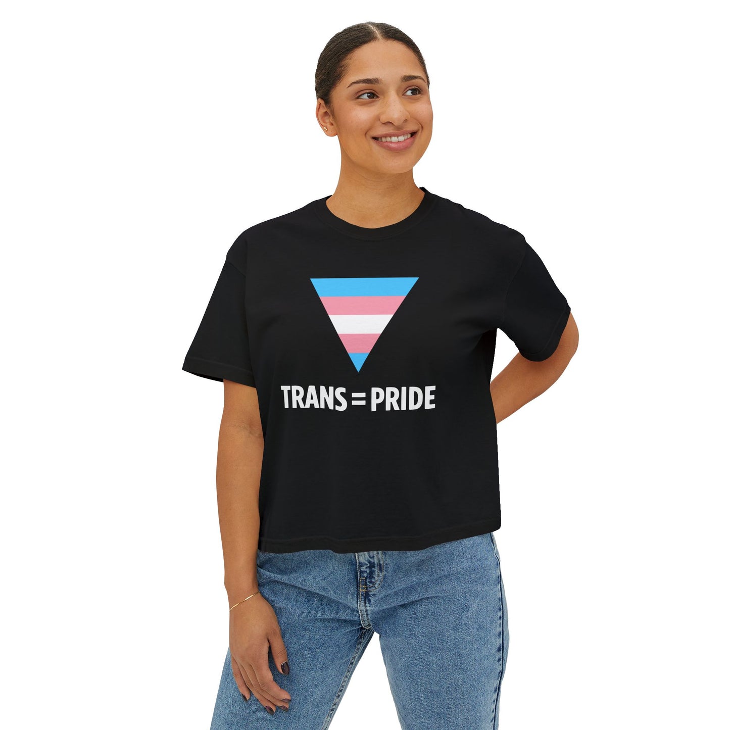 Trans = Pride Boxy Crop Tee