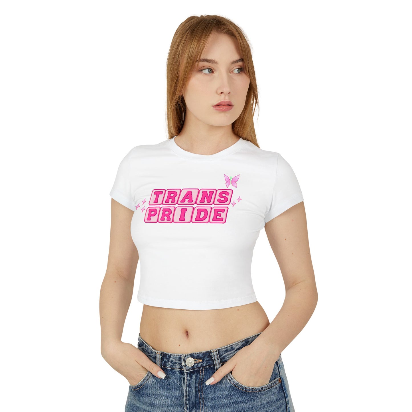 Trans Pride Pink Pixel Crop Tee
