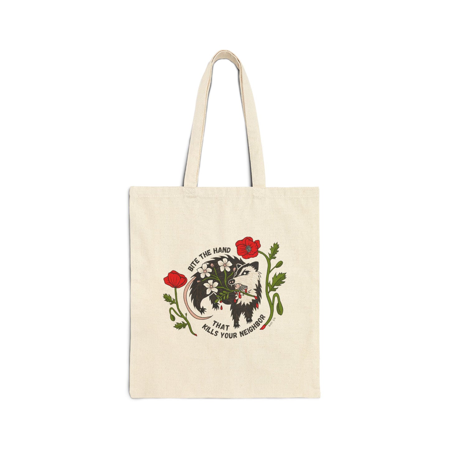 Bite the Hand Cotton Canvas Tote Bag