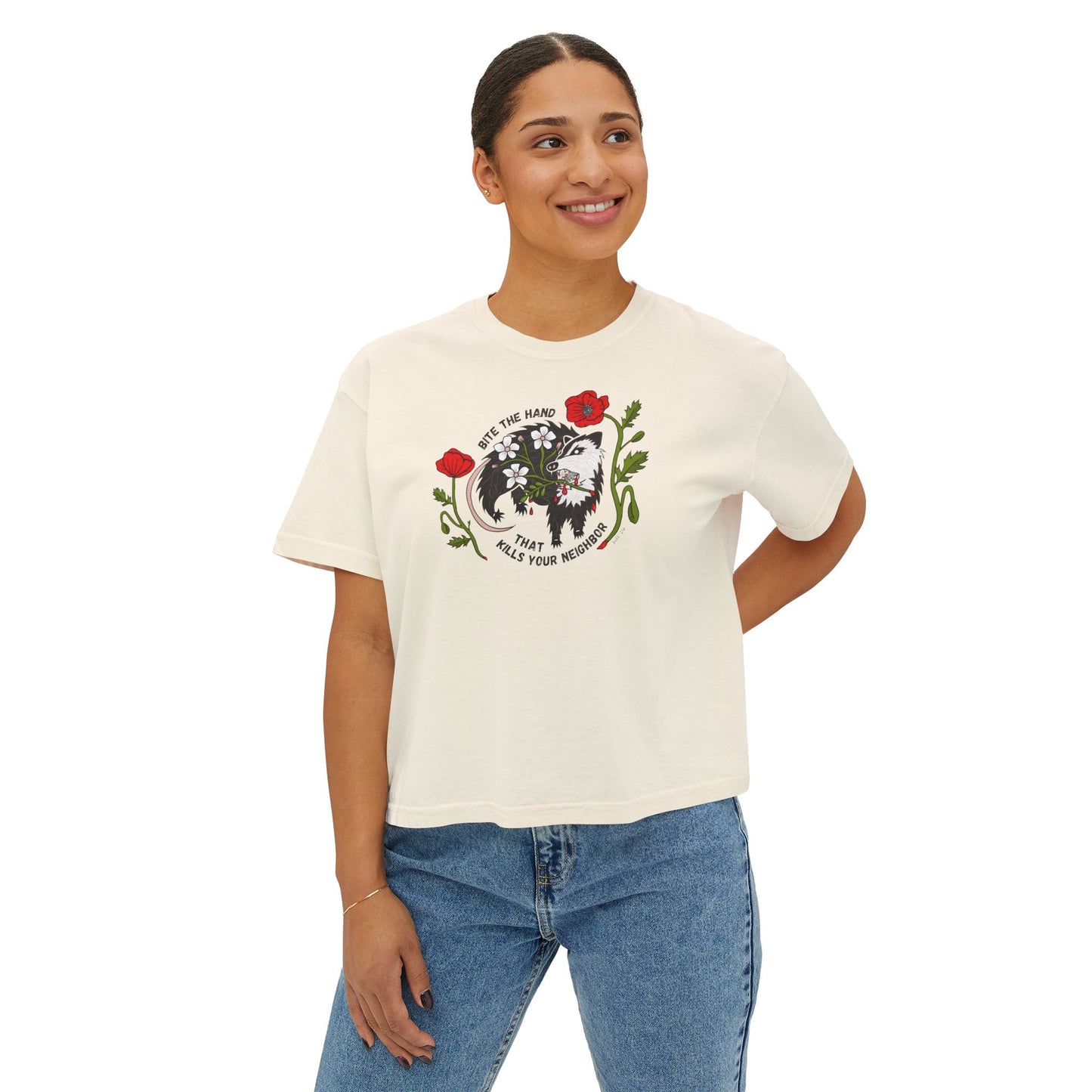 Bite the Hand Boxy Crop Tee