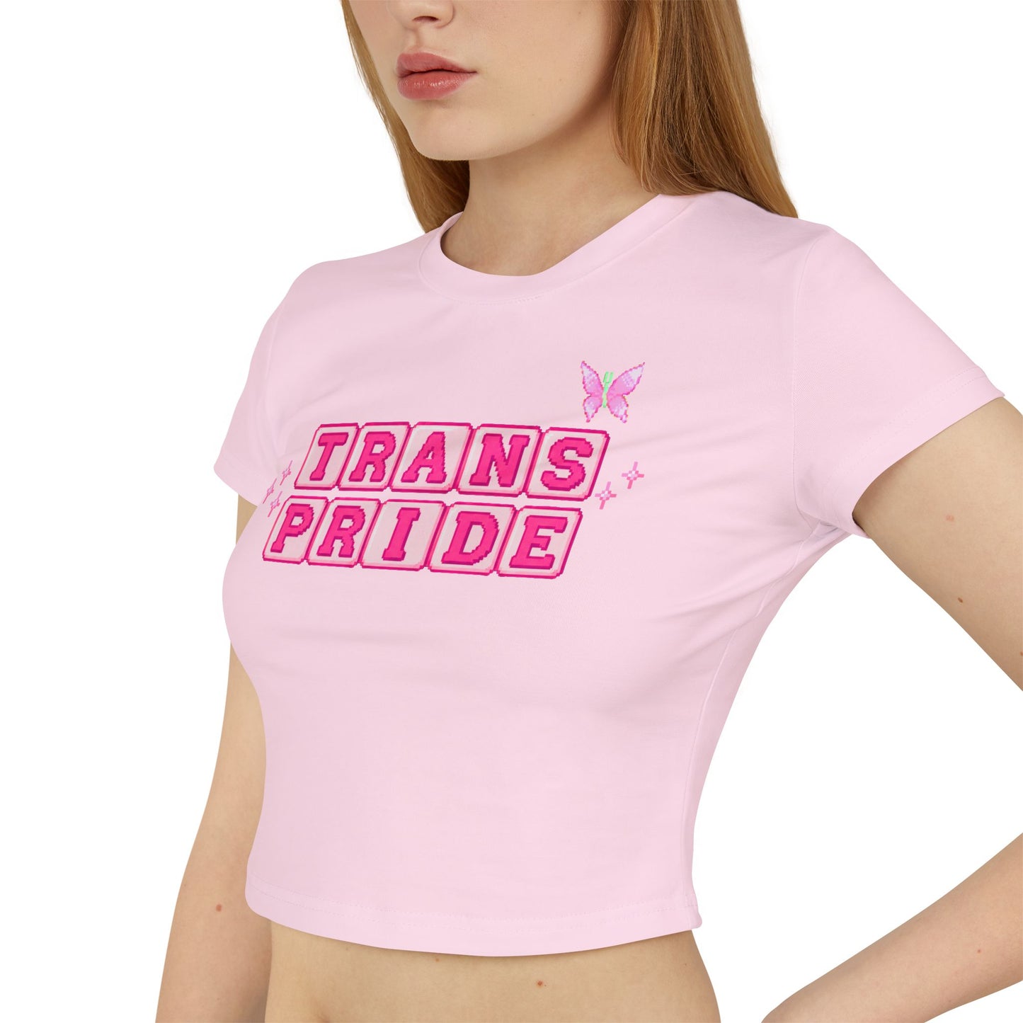 Trans Pride Pink Pixel Crop Tee