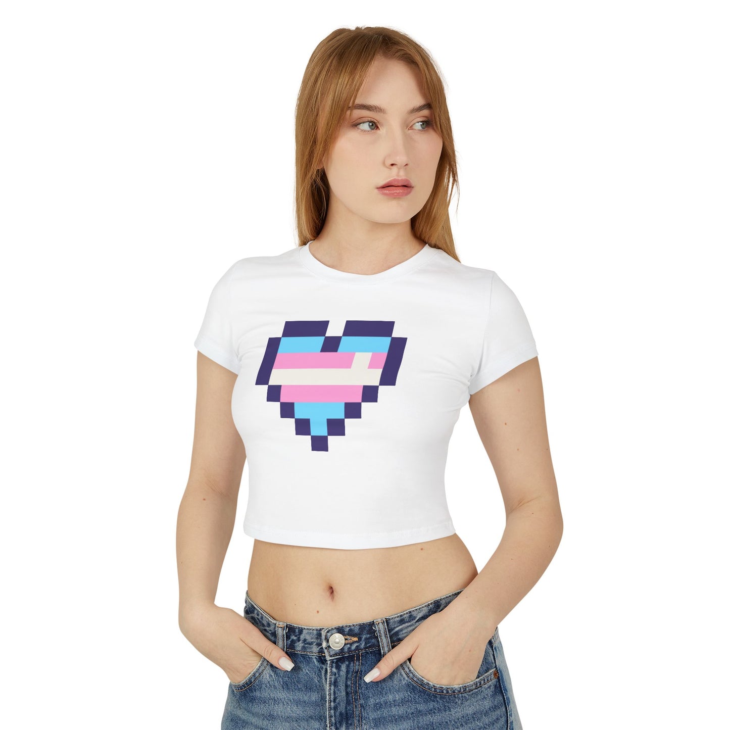Trans Pride Pixel Heart Crop Tee